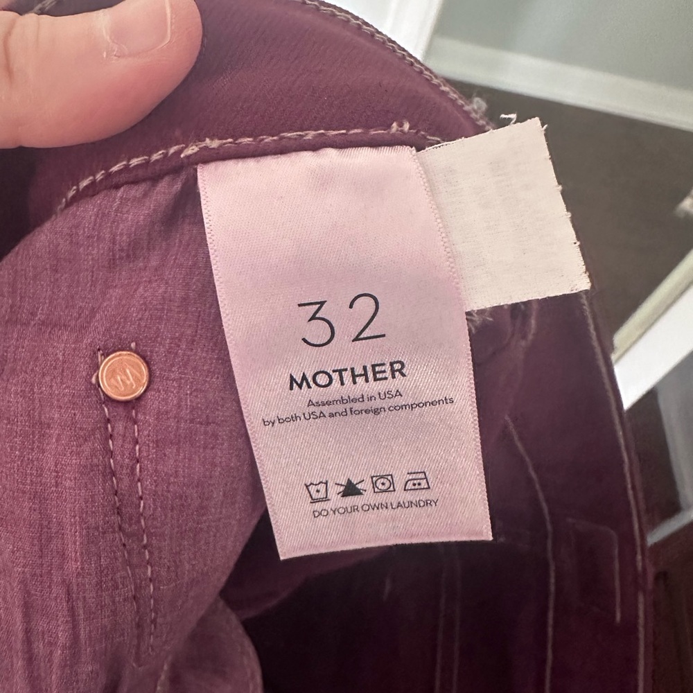 MOTHER Straight Leg Jeans in Burgundy - Picture 9 of 11